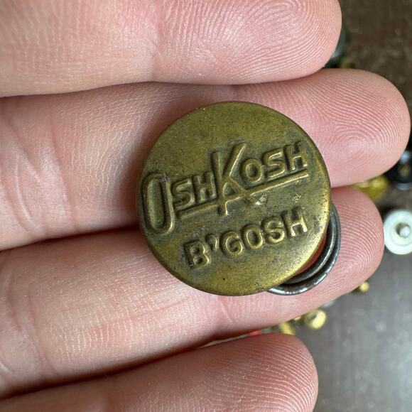 Antique Vintage Metal Brass Moonstone Marked Button Bundle Lot 8 Ounces - Picture 2 of 10